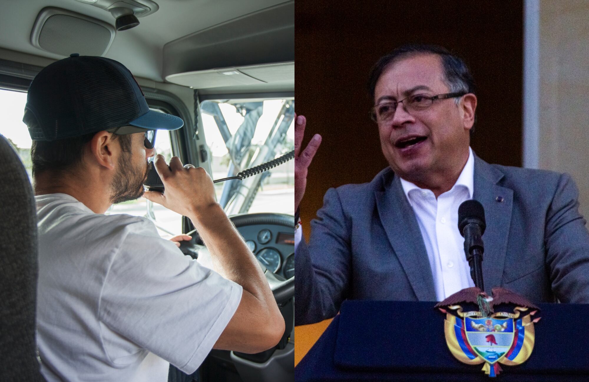 Camionero, imagen de referencia y Gustavo Petro | Fotos: GettyImages