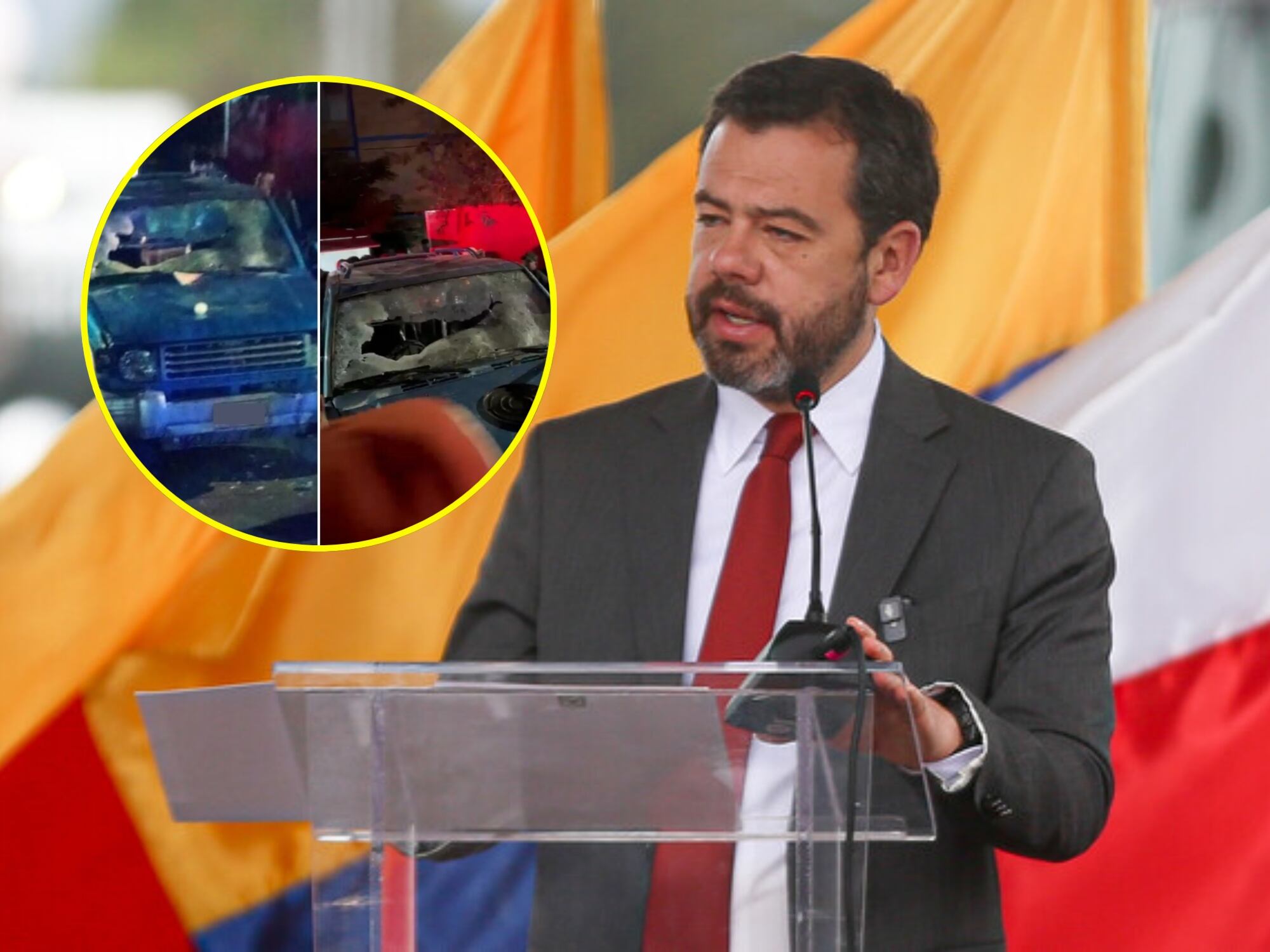 Camioneta que atropello a personas y Carlos Fernando Galán. Fotos: Captura de video / (Colprensa - Lina Gasca)