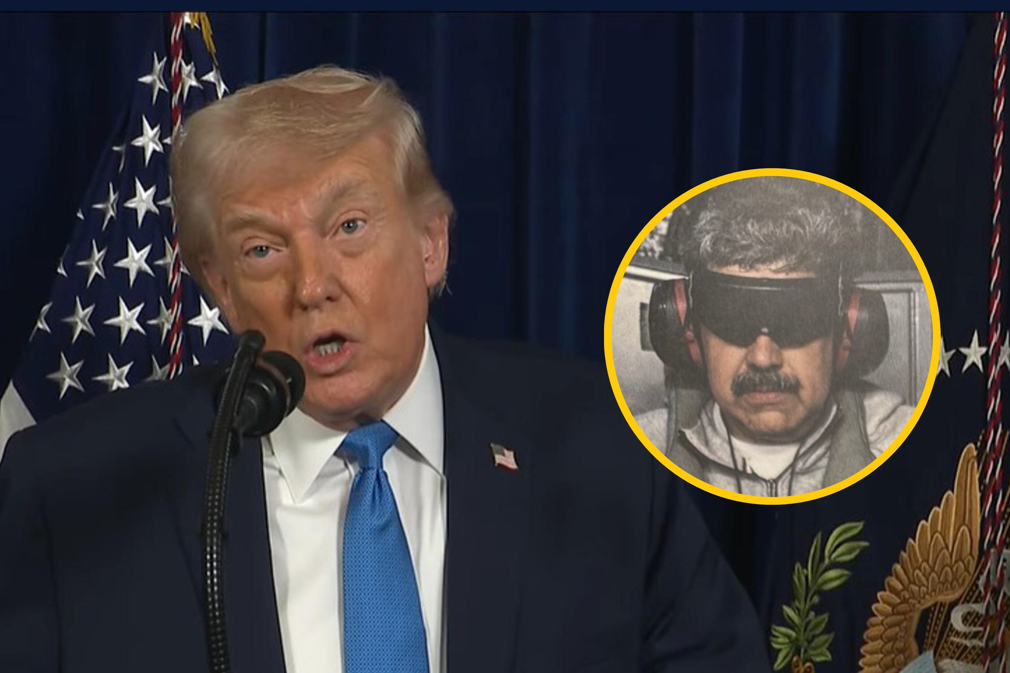Captura de video tomada de una transmisión de La Casa Blanca del presidente de Estados Unidos, Donald Trump // Nicolás Maduro Capturado por Estados Unidos