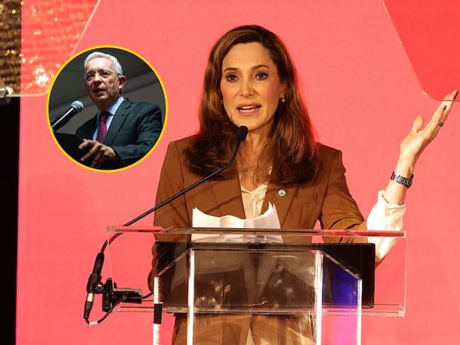 María Elvira Salazar y Álvaro Uribe. Fotos: Getty Images.