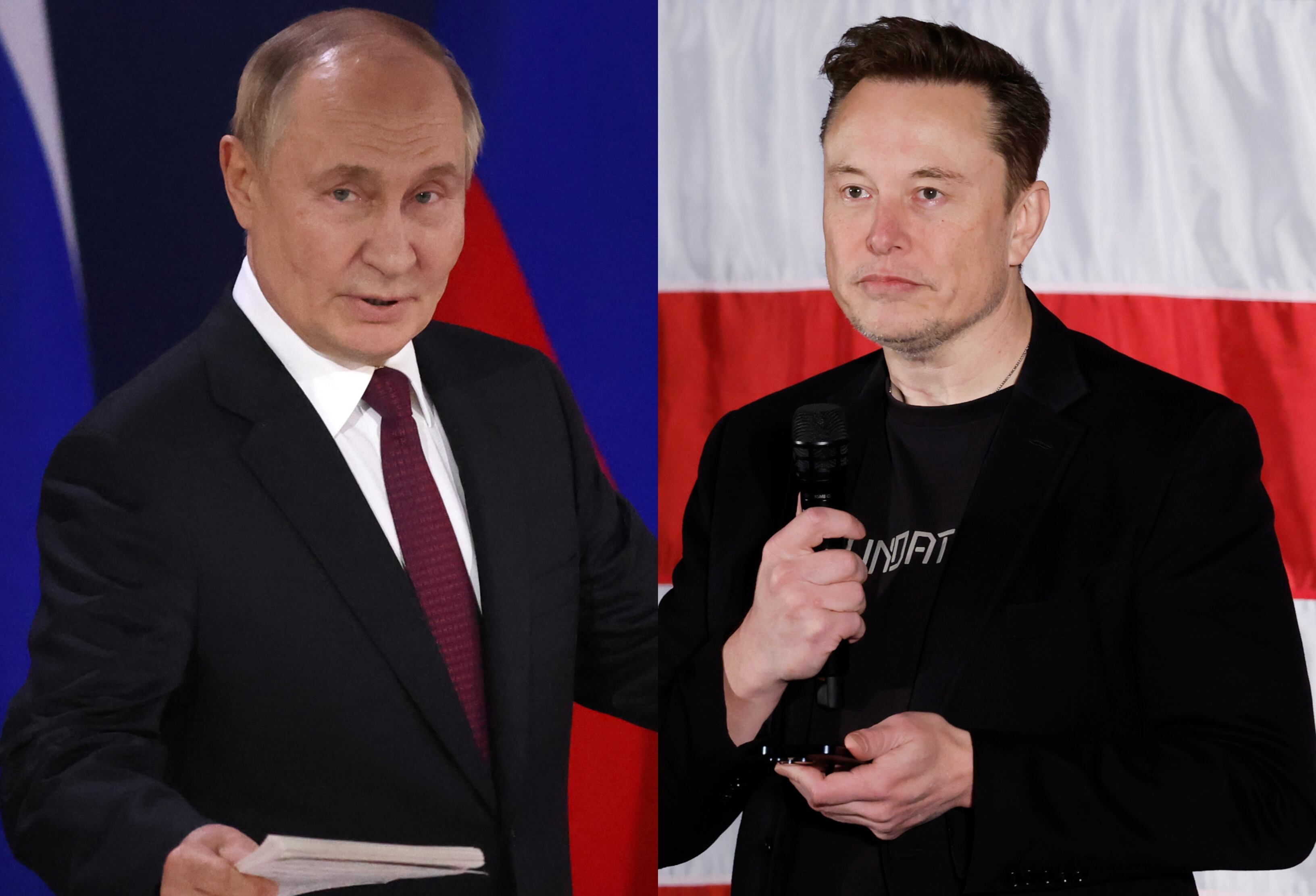 Elon Musk y Vladimir Putin de Getty Images.