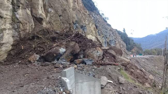 Decenas de vehículos quedaron represados en esta carretera que permite la comunicación entre los departamentos de Cauca y Huila. Foto: Cortesía Edison Quilindo