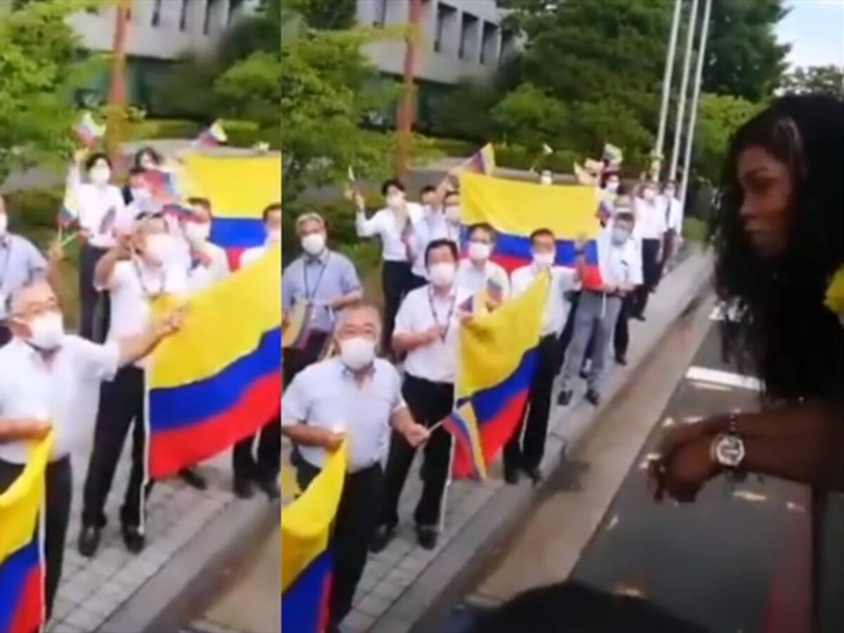 La imperdible despedida con banderas colombianas de japoneses a Caterine Ibargüen
