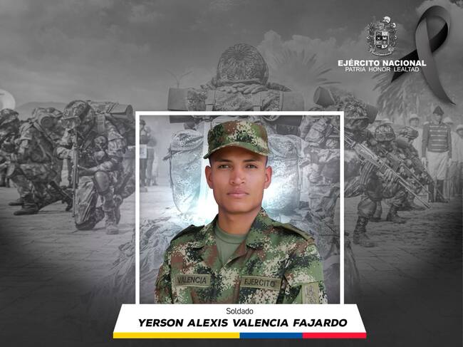 Fue asesinado el soldado Yerson Alexis Valencia Fajardo. Foto: Ejército Nacional.