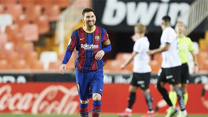Lionel Messi anotó doblete en el partido ante el Valencia. Foto: Aitor Alcalde Colomer/Getty Images