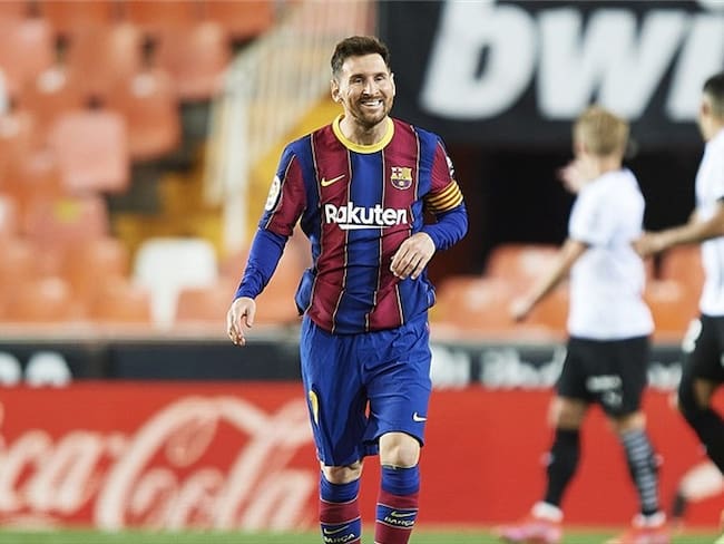 Lionel Messi anotó doblete en el partido ante el Valencia. Foto: Aitor Alcalde Colomer/Getty Images