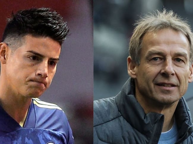 Futbolista james Rodríguez y entrenador alemán Jürgen Klinsmann. Foto: Rodrigo Buendia-Pool/Getty Images / Maja Hitij - Getty Images