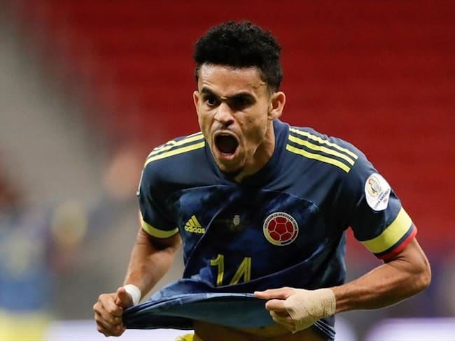Luis Díaz de Colombia celebra un gol en el partido por el tercer puesto de la Copa América entre Colombia y Perú. Foto: Efe/Joedson Alves
