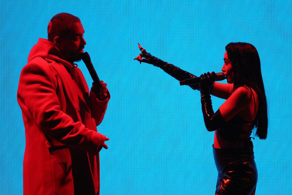 J Balvin and María Becerra perform onstage during the 64th Annual GRAMMY Awards at MGM Grand Garden Arena on April 03, 2022 in Las Vegas, Nevada. (Photo by Rich Fury/Getty Images for The Recording Academy)