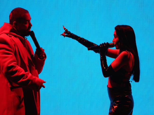 J Balvin and María Becerra perform onstage during the 64th Annual GRAMMY Awards at MGM Grand Garden Arena on April 03, 2022 in Las Vegas, Nevada. (Photo by Rich Fury/Getty Images for The Recording Academy)