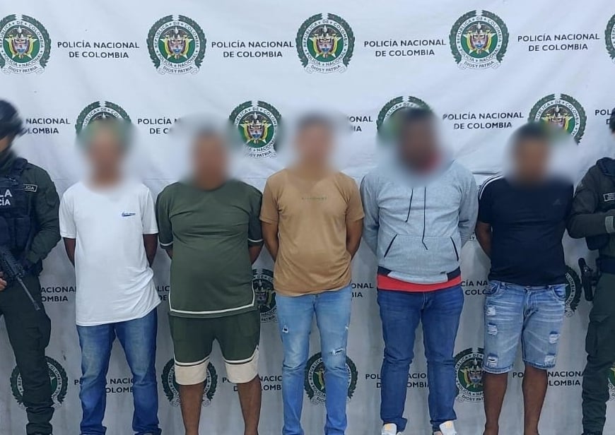 Capturan a cinco presuntos extorsionistas del Clan del Golfo en tres municipios de Córdoba. Foto: Policía.