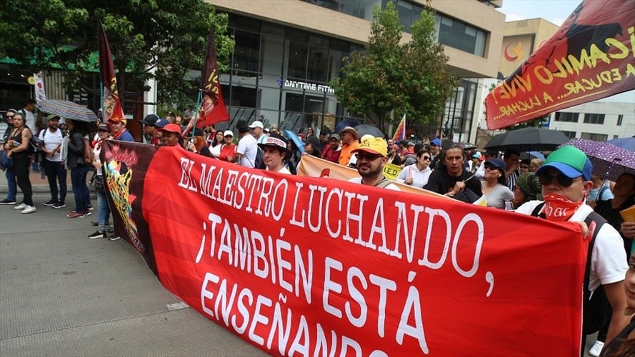 Jornada de manifestaciones de maestros en febrero de 2020. Foto: Colprensa.