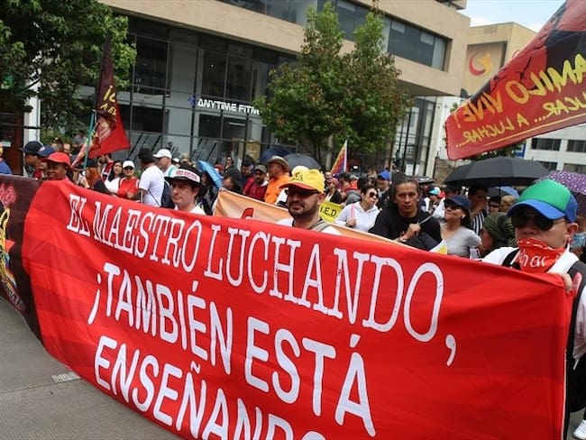 Jornada de manifestaciones de maestros en febrero de 2020. Foto: Colprensa.