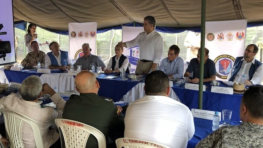 Presidente Duque llega a espacio de reincorporación en Pondores, La Guajira. Foto: Presidencia de la República