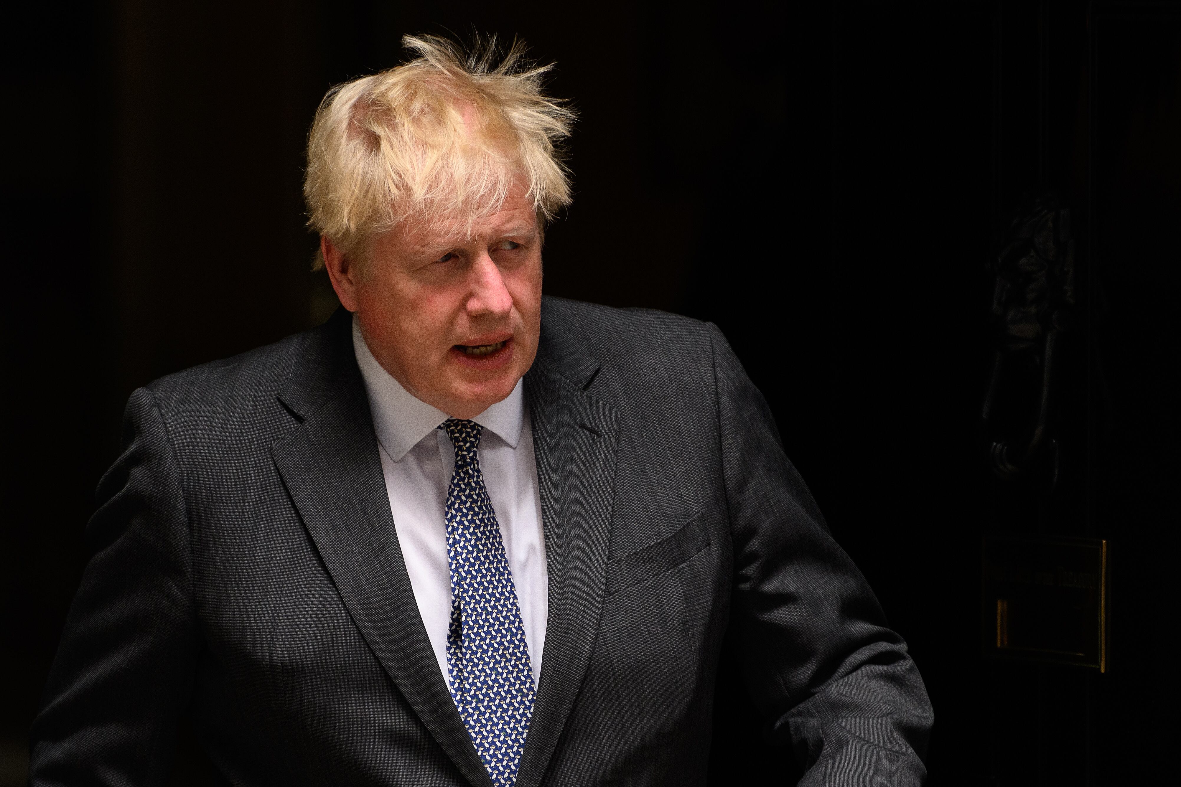 LONDON, ENGLAND - JUNE 13: Britain's Prime Minister Boris Johnson prepares to greet Prime Minister of Portugal António Costa ahead of a meeting at Downing Street on June 13, 2022 in London, England. The two politicians plan to sign a political deal that regulates relations between the two countries post-Brexit. (Photo by Leon Neal/Getty Images)