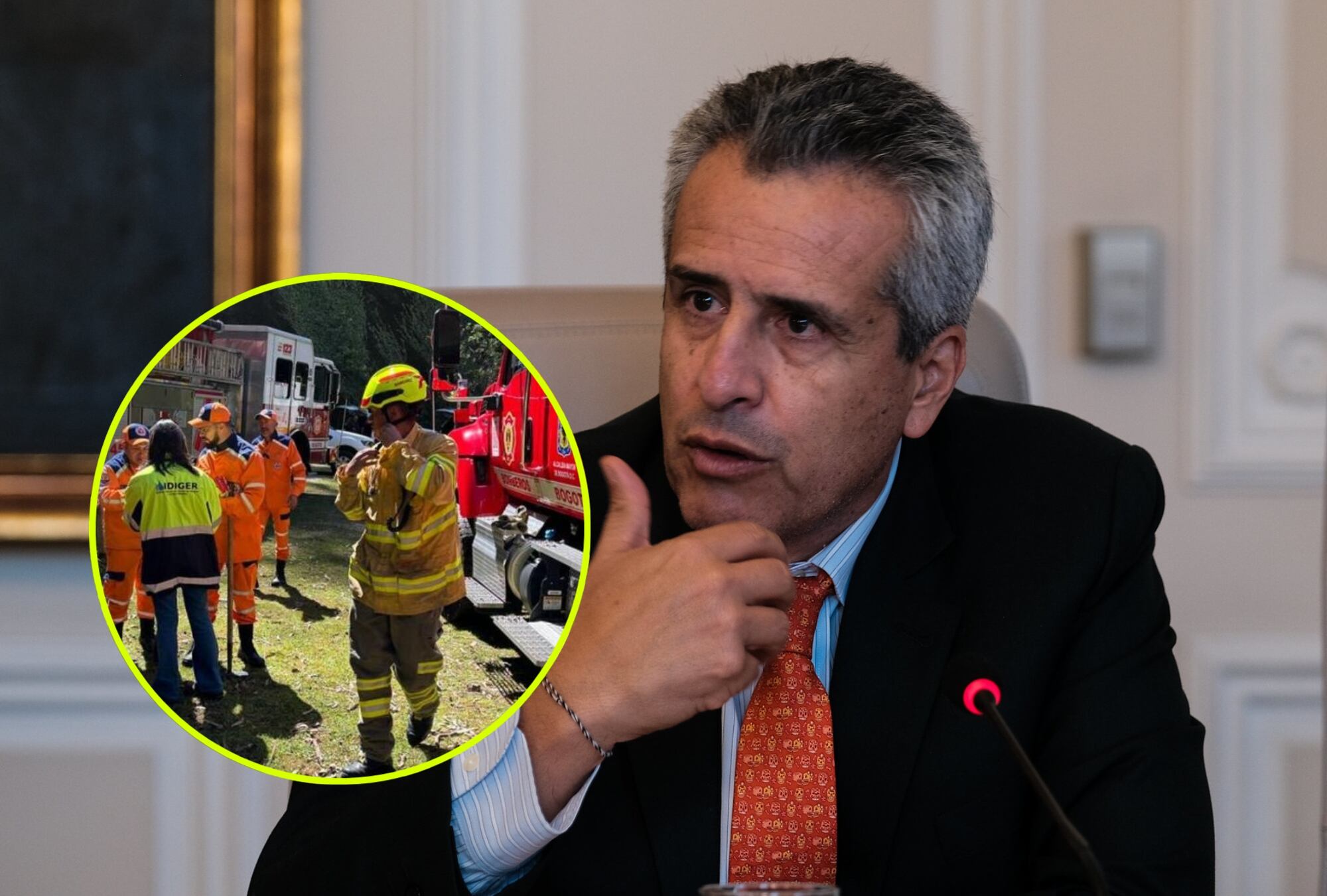 Luis Fernando Velasco, ministro del Interior y Bomberos Bogotá | Fotos: Colprensa