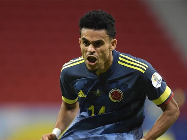 Luis Díaz celebró su segundo gol ante Perú en la Copa América. Foto: Pedro Vilela/Getty Images