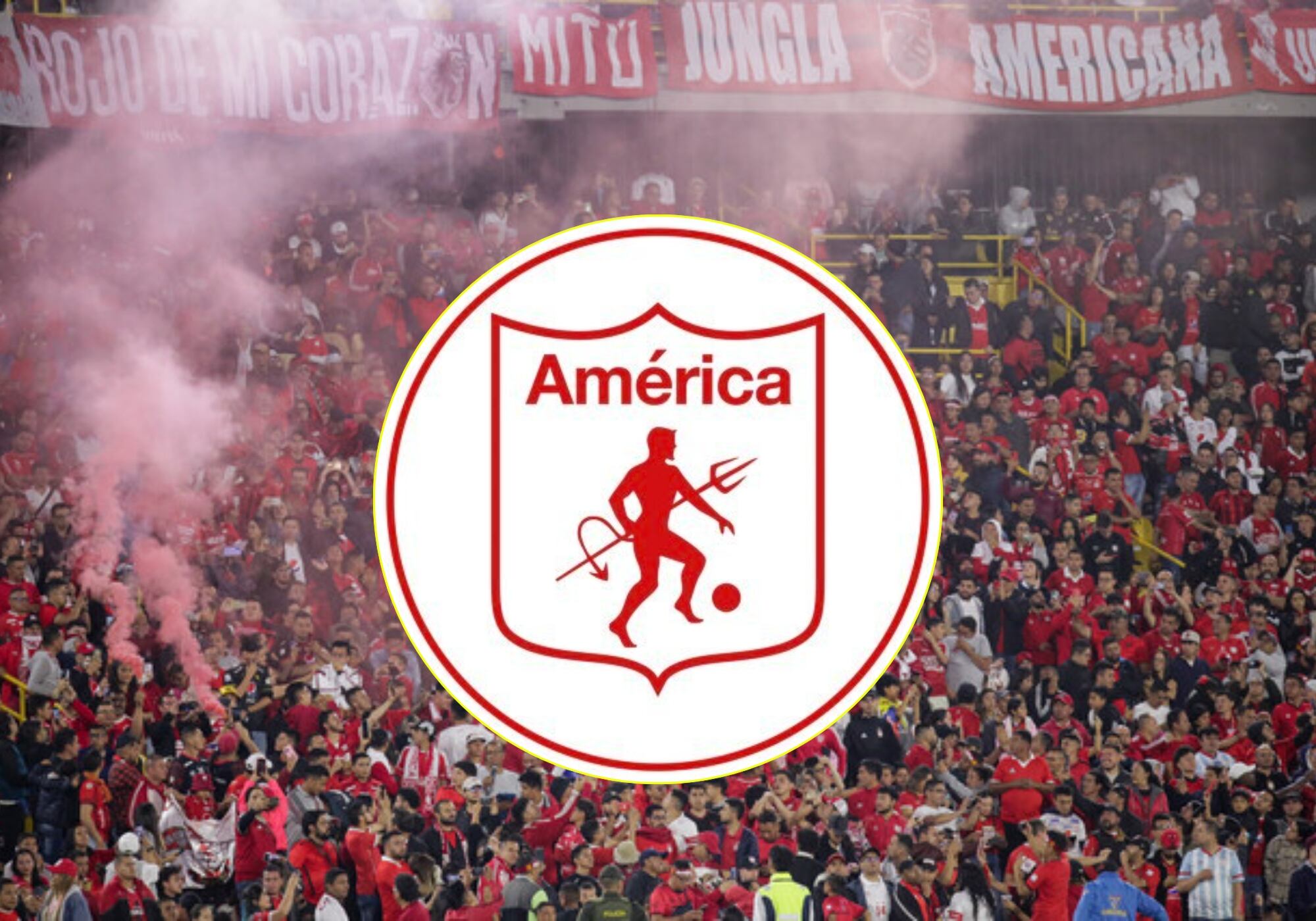 Hinchas y escucho del América de Cali. Foto: (Colprensa - Mariano Vimos) / X @AmericadeCali