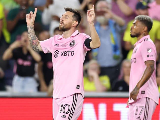 Messi celebra su gol en la final de la Leagues Cup con Inter Miami. 19 de agosto de 2023. Foto: Tim Nwachukwu/Getty Images.