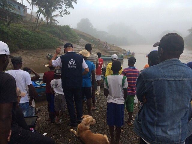 Se trata de más de 220 personas que se encuentran en la cabecera municipal de Guapi, Cauca. Crédito: Comprensa.
