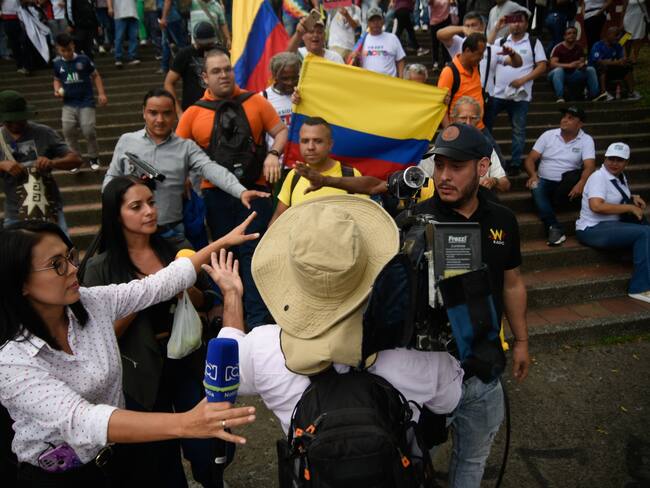 Periodistas en Cali fueron agredidos verbalmente. Foto: Edwin Rodríguez (Cortesía)