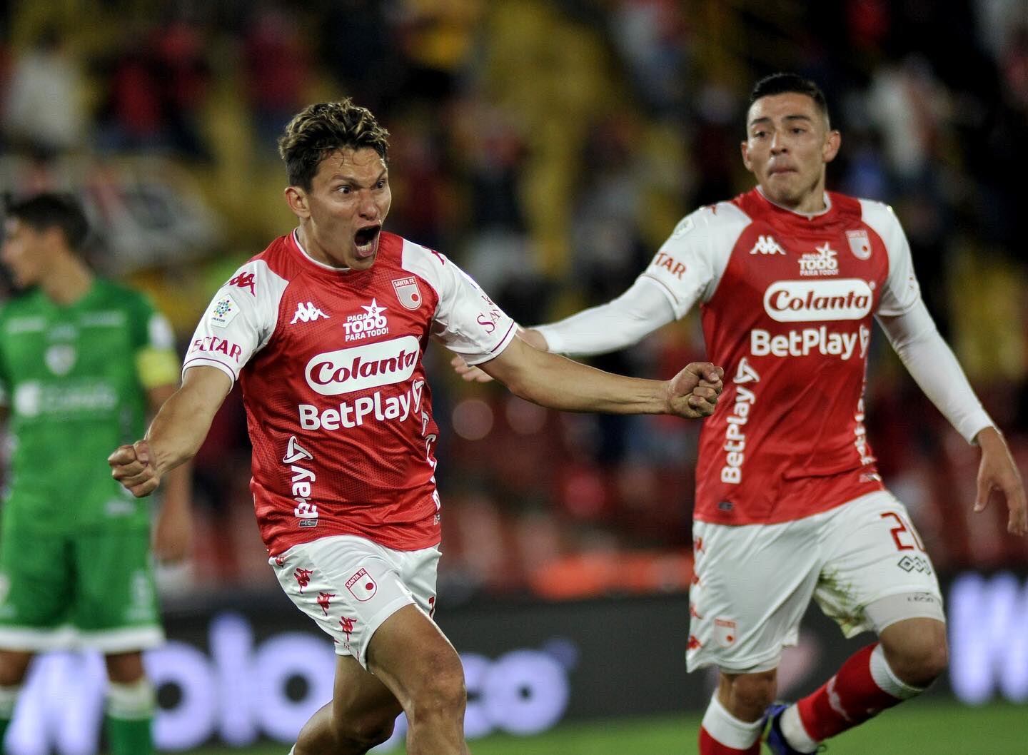 Wilfredo de la Rosa celebra el gol para Santa Fe ante La Equidad / Dimayor