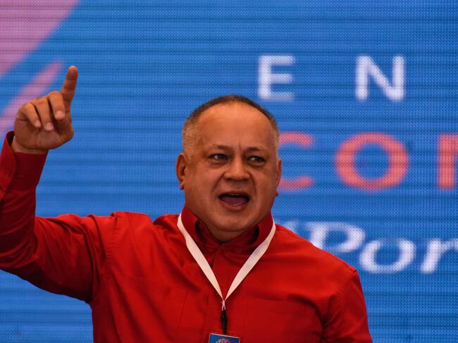 CARACAS, VENEZUELA - JANUARY 22: Constituent Assembly President Diosdado Cabello gestures during a meeting of the World Group Against Imperialism at Salon del Bicentenario of Alba Hotel on January 22, 2020 in Caracas, Venezuela. (Photo by Carolina Cabral/Getty Images)
