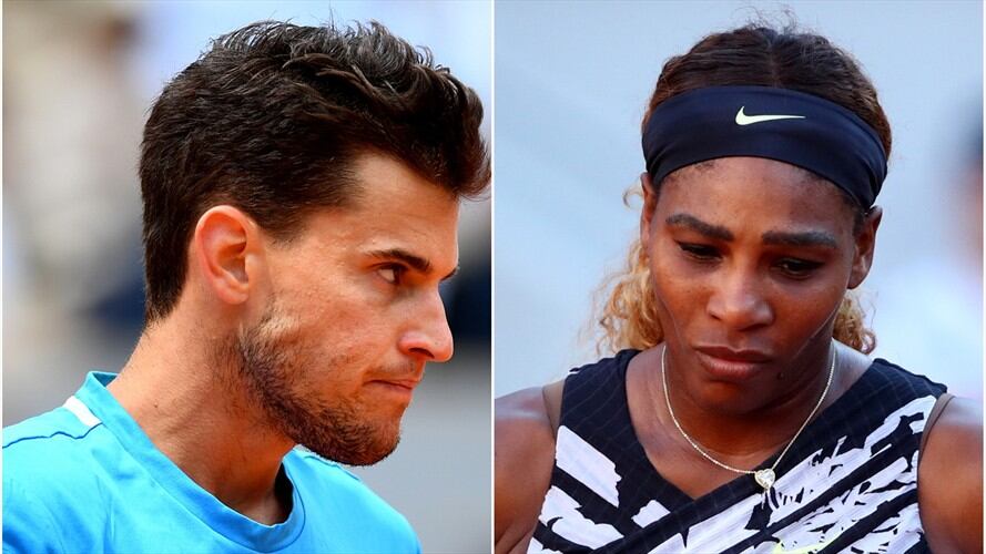 El tenista austríaco, Dominic Thiem y la tenistas estadounidense Serena Williams. Foto: Getty Images
