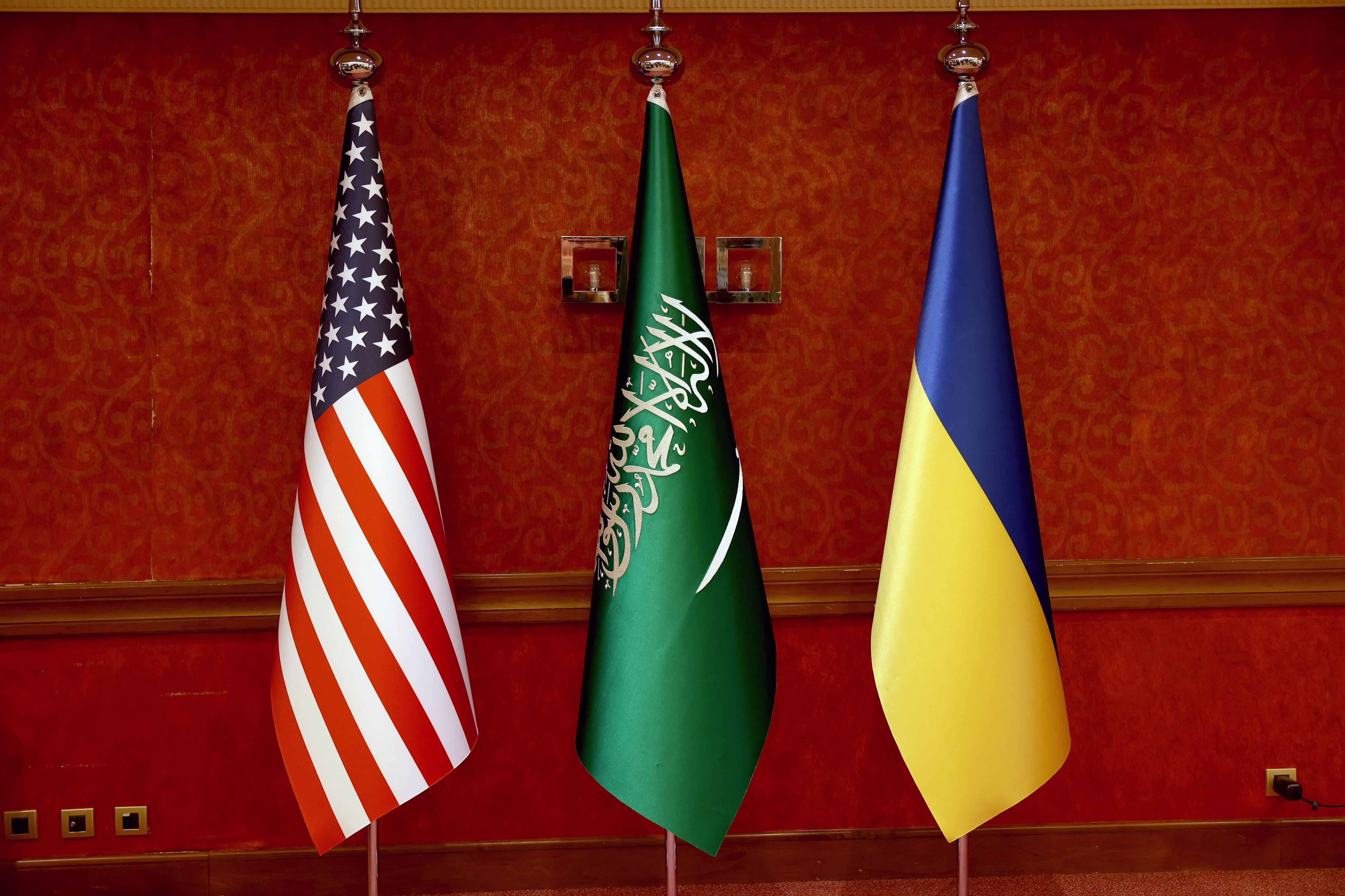 Reunión de delegación de Estados Unidos y Ucrania en Arabia Saudí. FOTO: Salah Malkawi/Getty Images