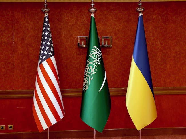 Reunión de delegación de Estados Unidos y Ucrania en Arabia Saudí. FOTO: Salah Malkawi/Getty Images