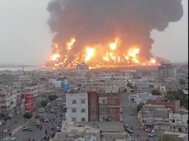 Bombardeos en Yemen. I Foto: Video en la red social 'X' de URG News.