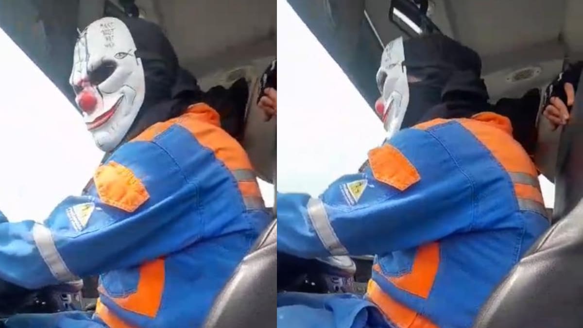 Video: Encapuchado con máscara de payaso robó bus de SITP para estrellarlo