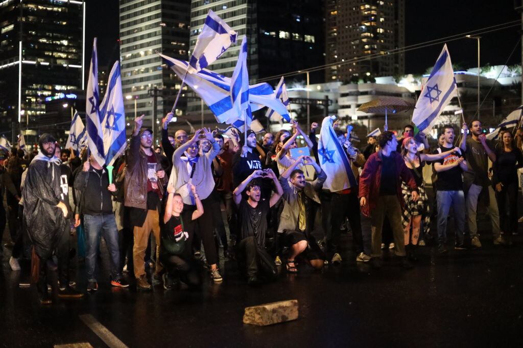 Protestas contra reforma judicial en Israel. 1 de abril de 2023. Foto: Saeed Qaq/Anadolu Agency via Getty Images.