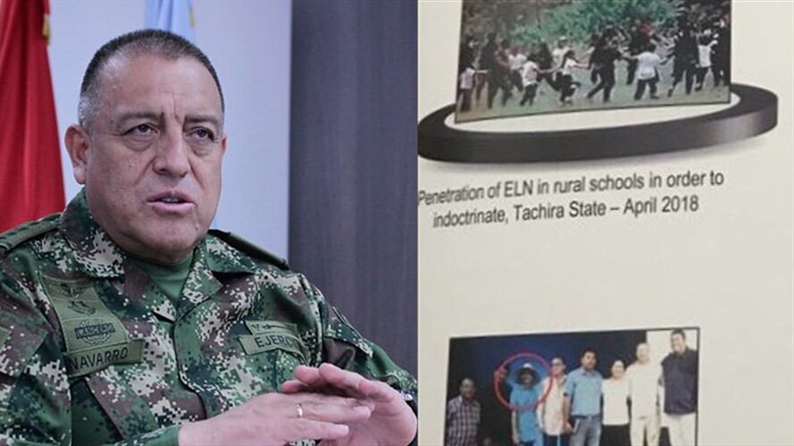 General Navarro sobre las fotos del informe de Colombia ante la ONU. Foto: Colprensa