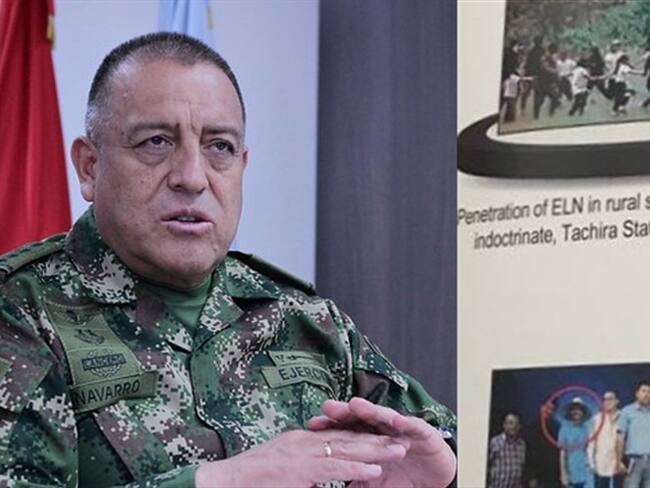 General Navarro sobre las fotos del informe de Colombia ante la ONU. Foto: Colprensa