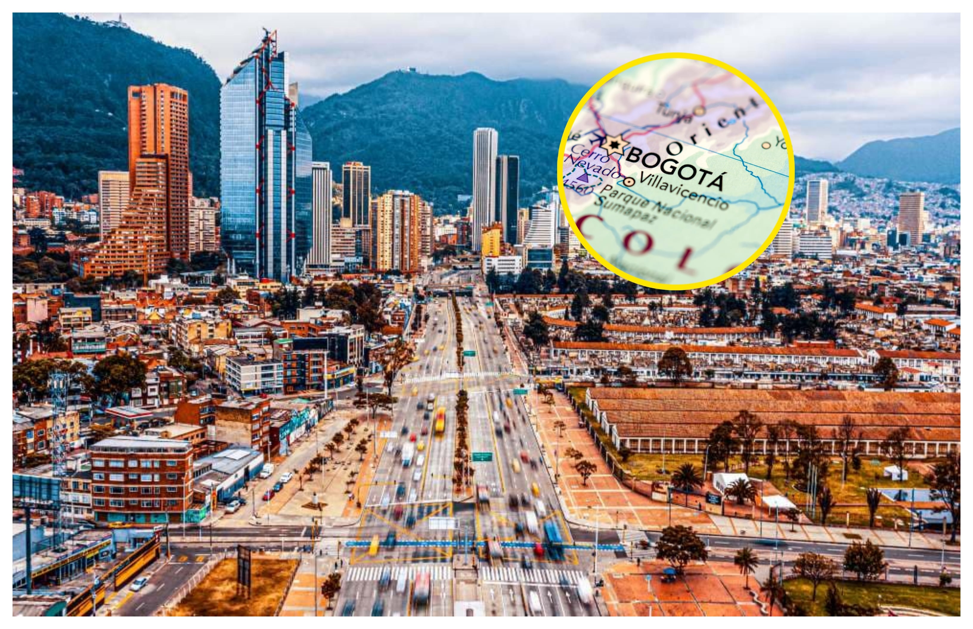 Bogotá y mapa. Foto: Página oficial de Bogotá y Getty Images.