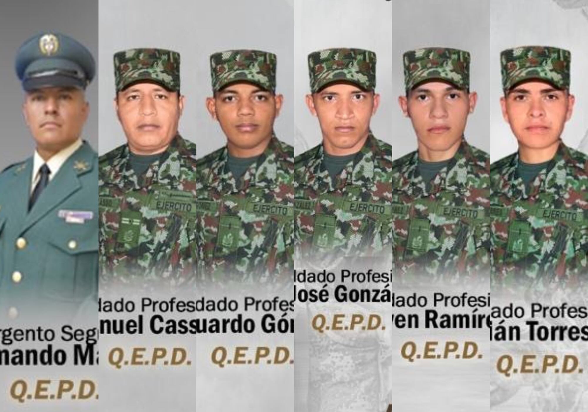 Militares asesinados en Antioquia. Foto: Ejército Nacional