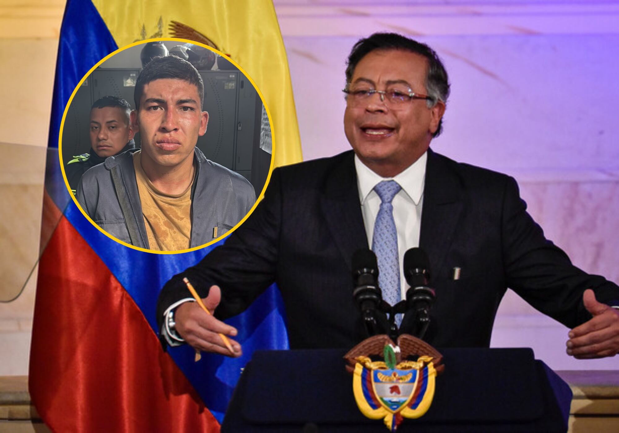 Alias 'Sebastián' y presidente Gustavo Petro. Fotos: X @petrogustavo /  (Colprensa - Cristian Bayona