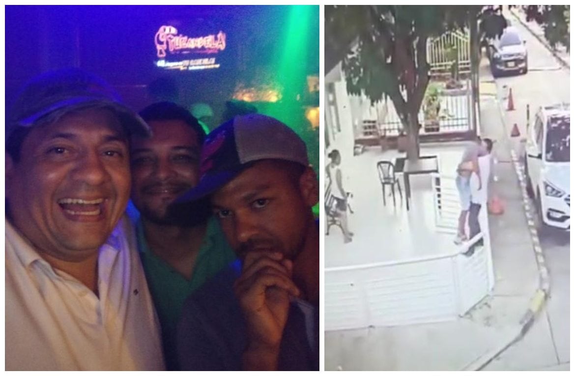 Eduardo Quintero y Erick Cortes, ambos de gorra en la discoteca. Al día siguiente, Quintero llevó a Erick a su casa como lo muestra la segunda imagen. Crédito: Cortesía.