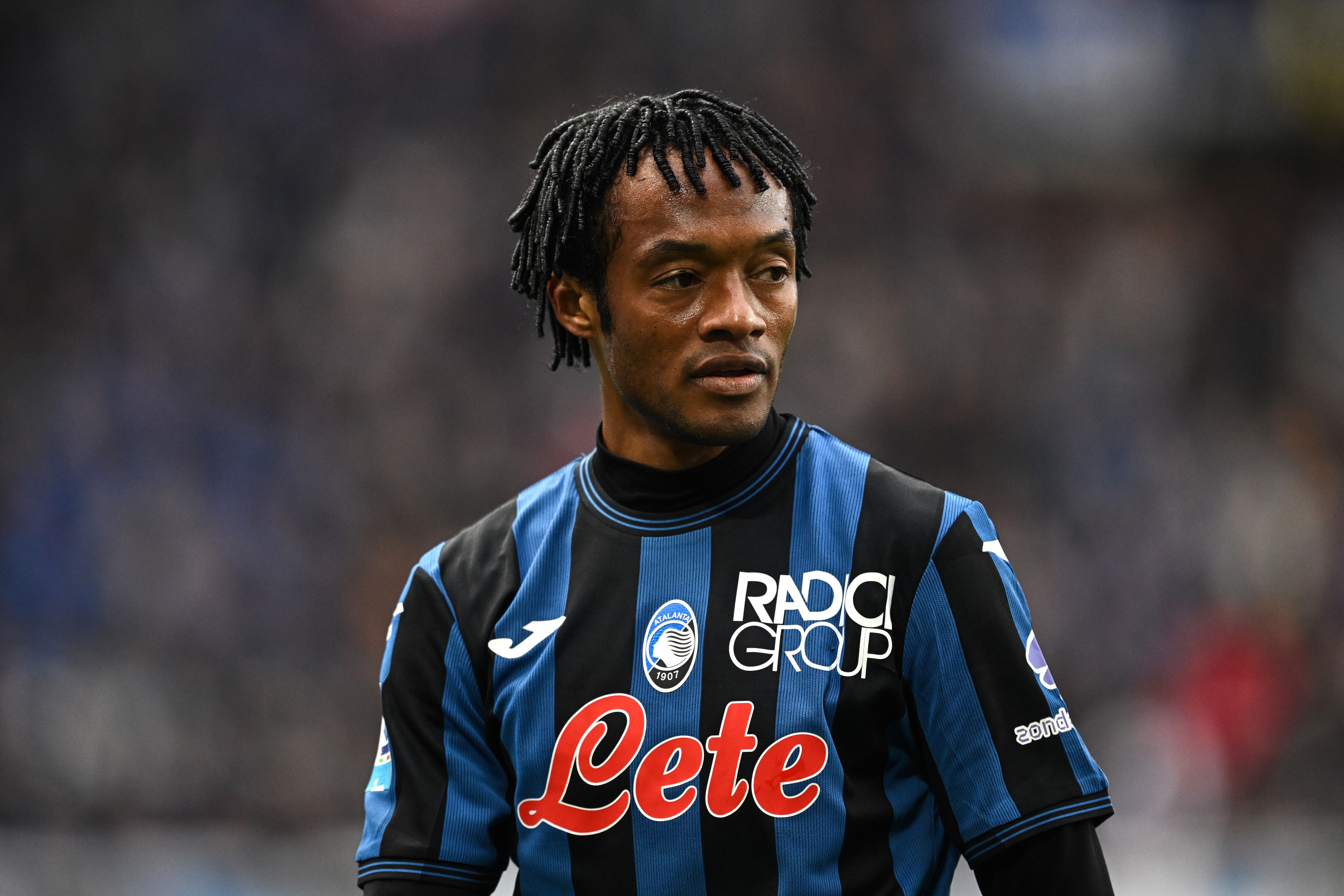 Juan Guillermo Cuadrado durante un encuentro con el Atalanta en abril de 2025. FOTO: Image Photo Agency/Getty Images