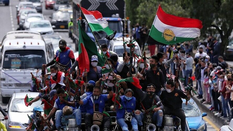 Llegada de la minga a Bogota. Foto: Colprensa.