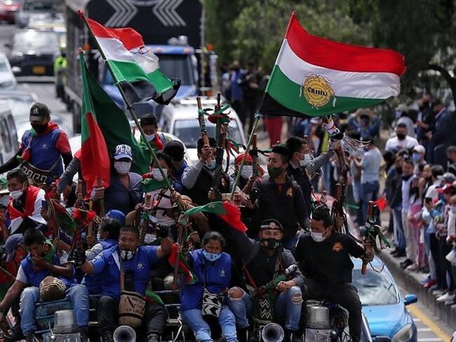 Llegada de la minga a Bogota. Foto: Colprensa.