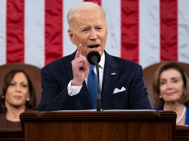 Foto de referencia de Joe Biden, el presidente de Estados Unidos, en el discurso del Estado de la Unión. (Photo by Saul Loeb - Pool/Getty Images)