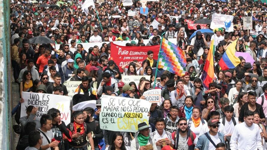 Manifestaciones durante el paro nacional en Colombia. Foto: Colprensa-Leonardo Castro