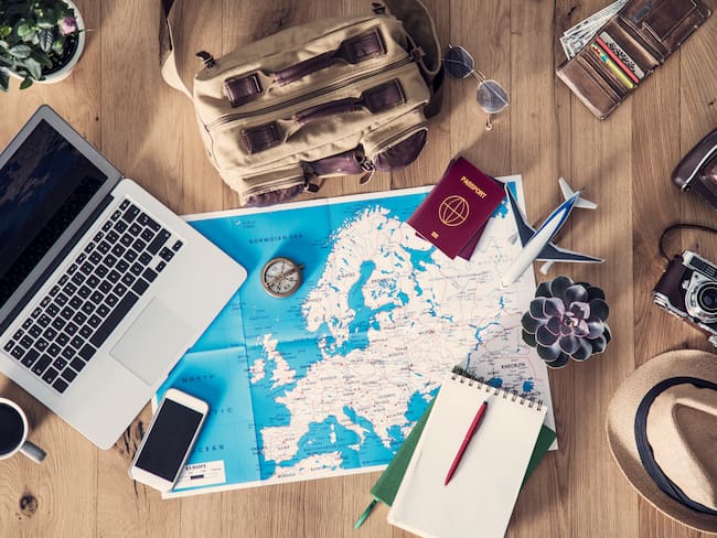 Travel planning concept on map