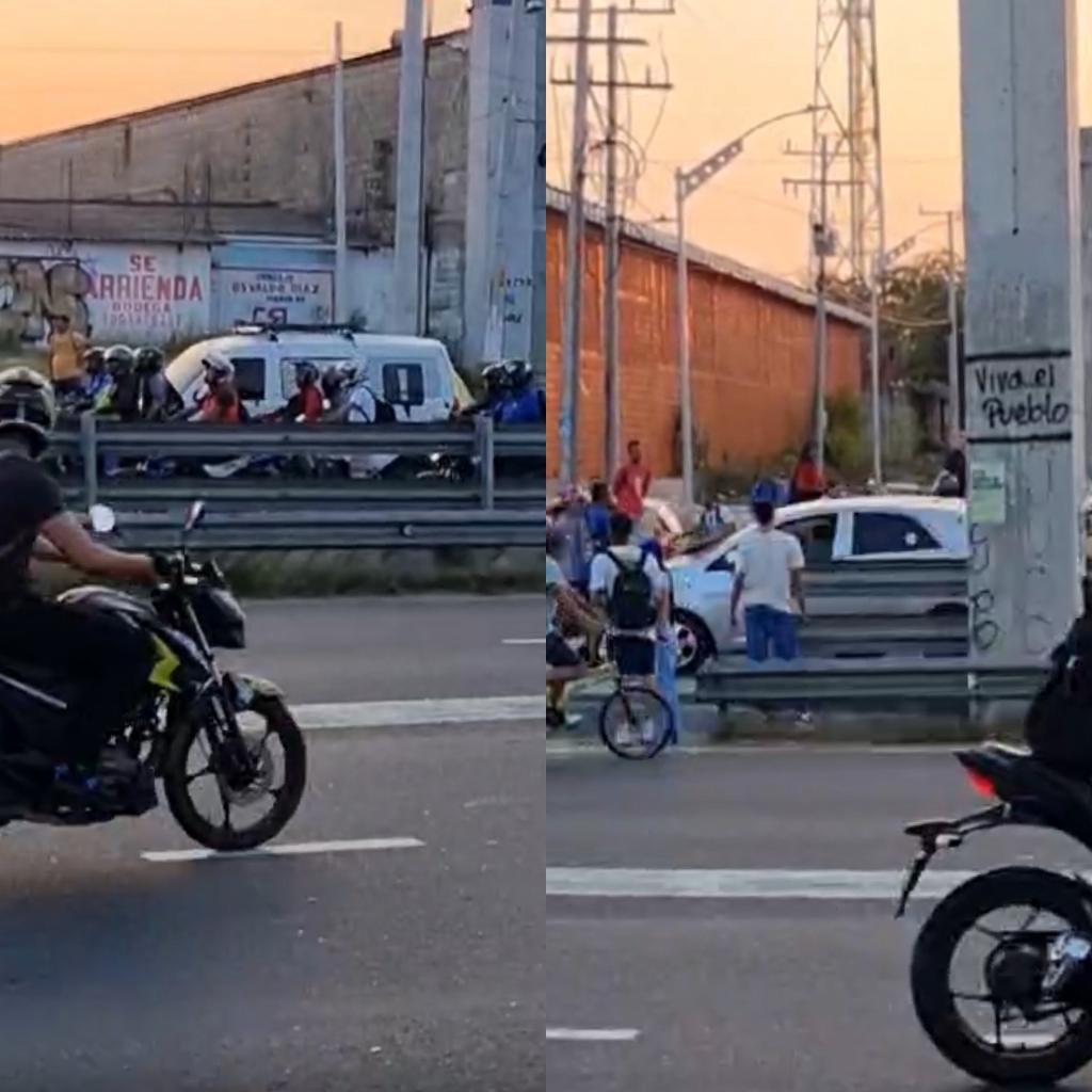 Bloqueos en sentido sur-norte de la vía. Foto: Suministrada.