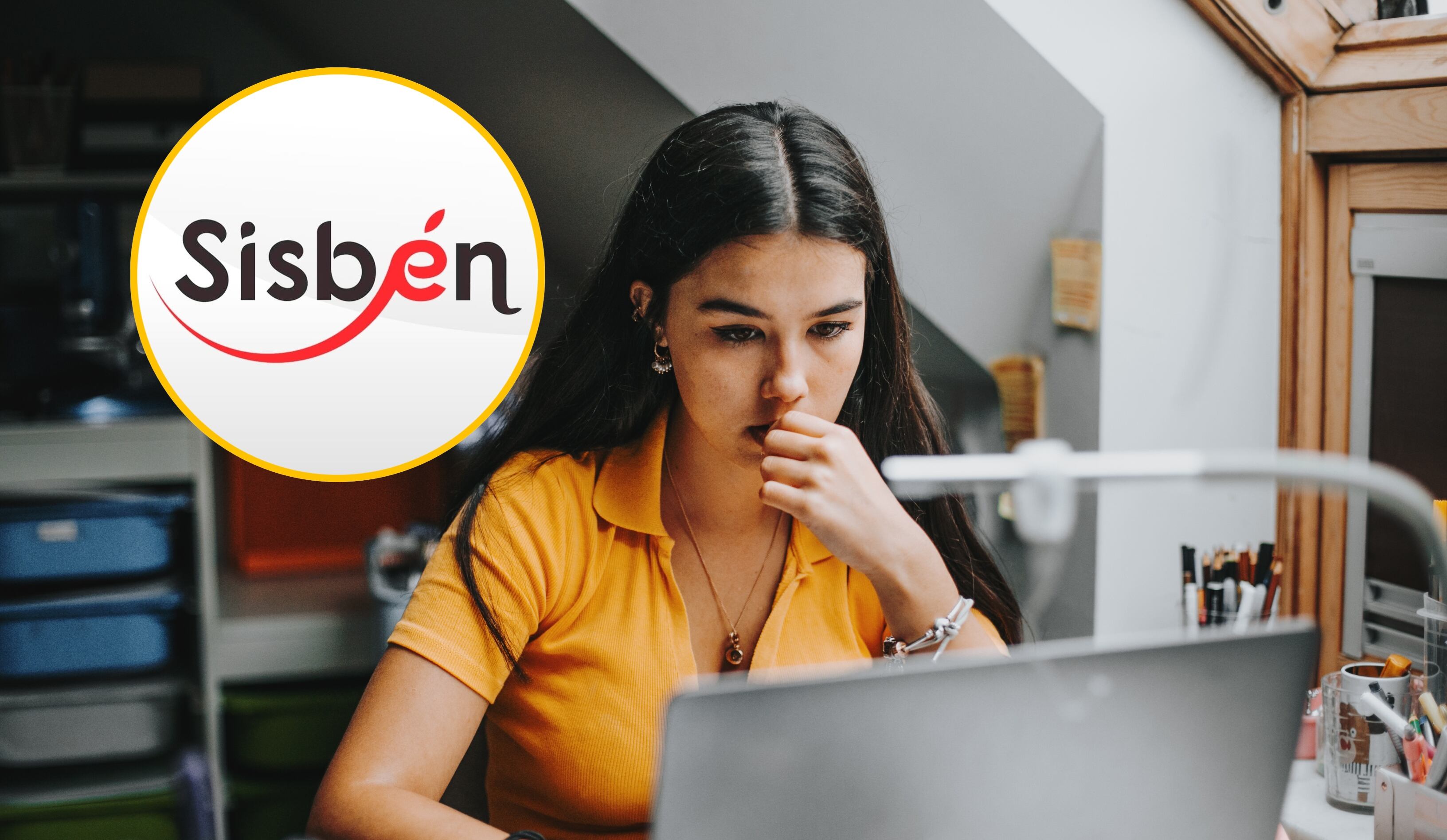 Referencia de una persona revisando su puntaje y logo del Sisbén. Fotos: Carol Yepes vía Getty Images/ página del Sisbén. 