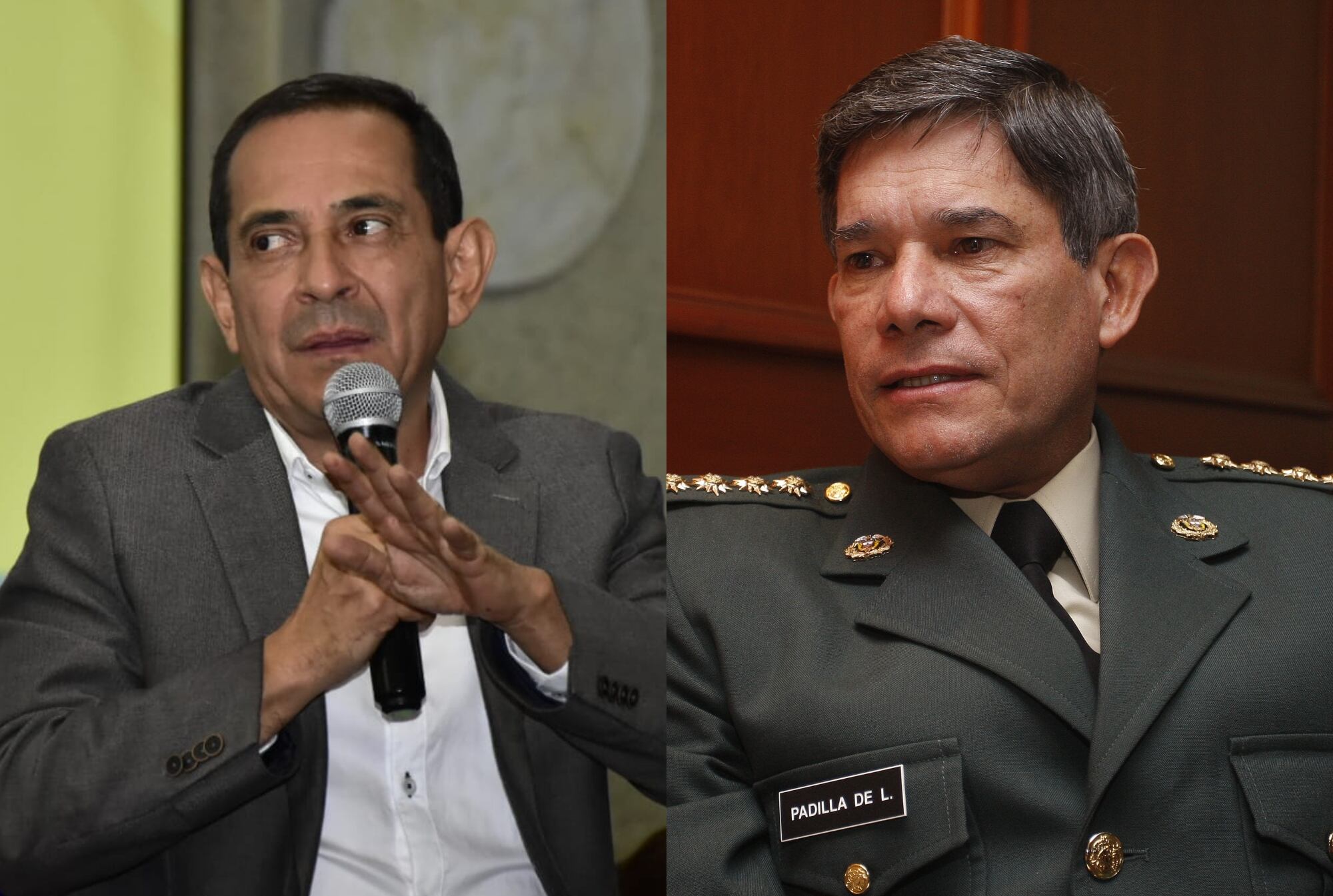 Coronel (r) Luis Fernando Borja y general (r) Freddy Padilla de León | Fotos: Cortesía UniJavierana y Colprensa