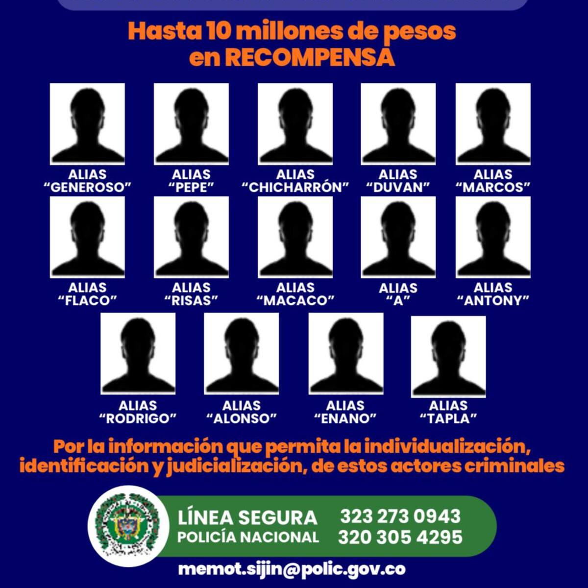 Montería: lanzan cartel de 14 integrantes del Clan del Golfo que estarían detrás del ‘plan pistola’