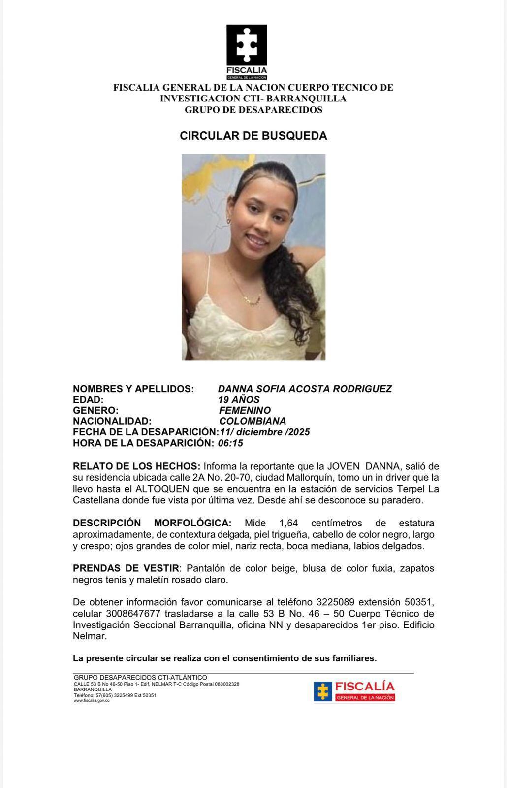 Investigan desaparición de estudiante de medicina oriunda de Plato, Magdalena/ Fiscalía